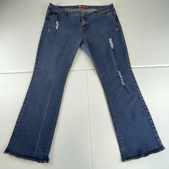 Apple Bottom Jeans Women's Size 20 Denim Gold Embroidered - Picture 1 of 16
